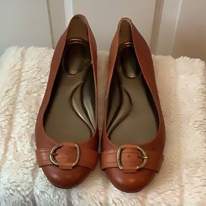 Ballet flats with top buckle. Cognac color. Size 9.5. Land’s End brand.